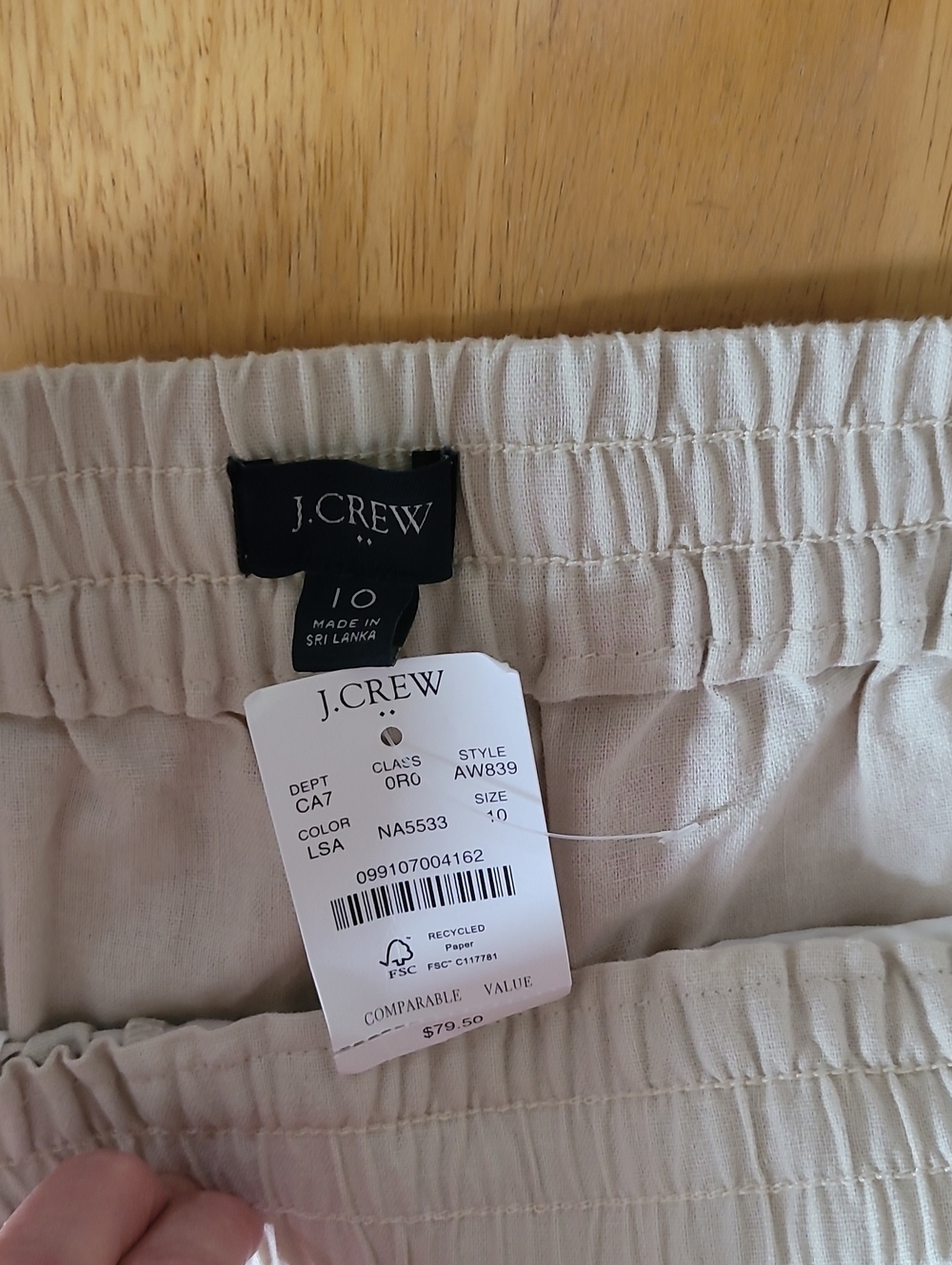 J. Crew Linen Cotton Blend Pull-on Drawstring Cropped Pants - Picture 7 of 11